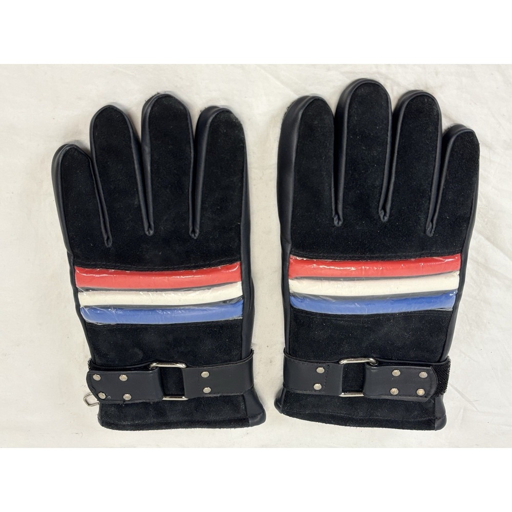 Vtg Black Suede Gloves Men's Large Lined Made In Japan